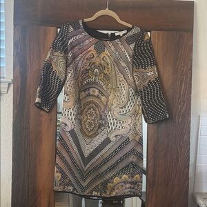 Lavender Brown Geometric Pattern Dress